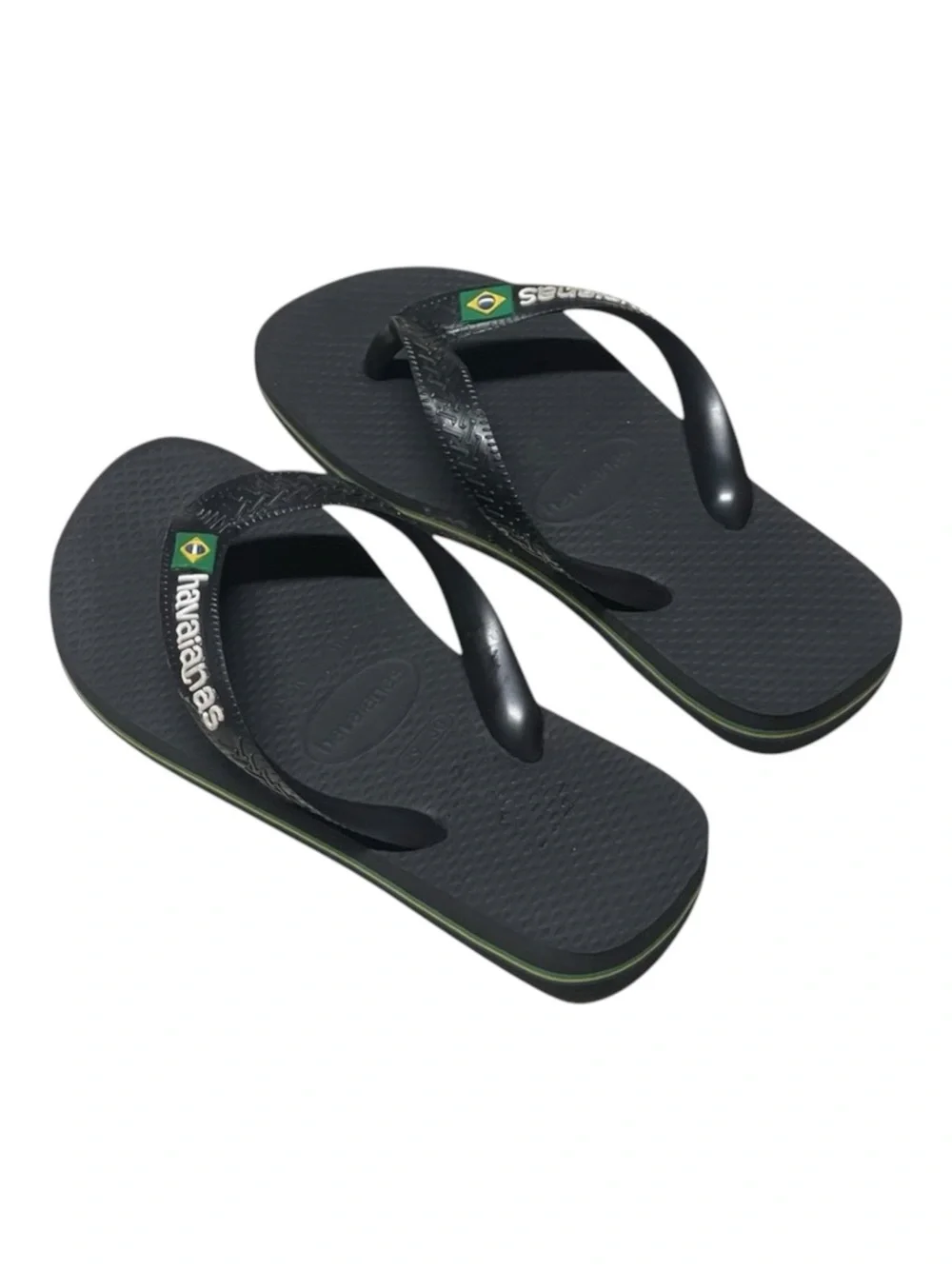 new J Crew x Havaianas ✪ Girls Boys Brazil Logo Flip Flops ✪ Black ✪ 29 30